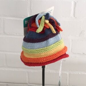 New With Tags Multicolored Colorful Striped Fun Knitted Baby Hat 1-2 years